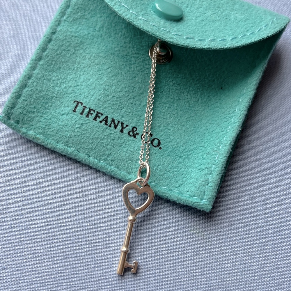Tiffany Heart Key Mini Pendant Necklace in Silver